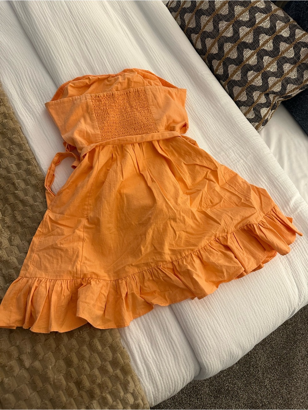 Free People Strapless Peach Mini Ruffle Dress - Picture 2 of 13